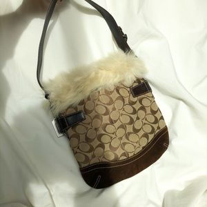 Coach Suede Fur-Lined Bag